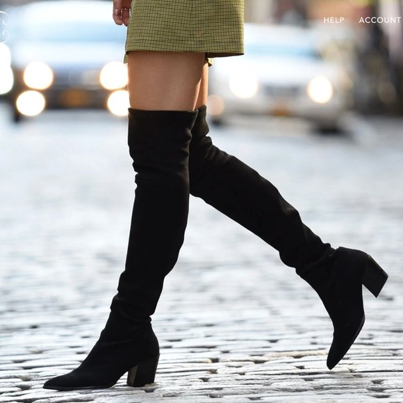 Thursday Tempest Boots - Black Over-the-Knee Suede - Picture 1 of 4